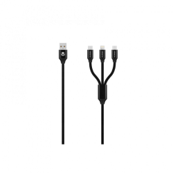 Volkano On The Go 3-In-1 Braided Cable (VK-PDQ004-BK)