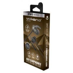 Volkano Titanium Earphones Aux with Mic Gun Metal VK-1003-GM