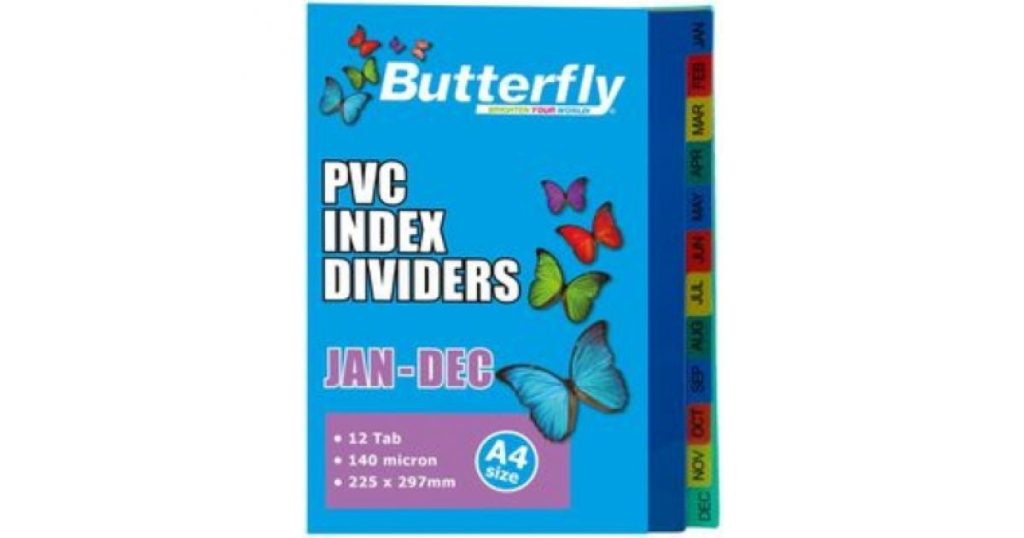 Butterfly DIVIDERS PVC Jan- Dec 140mic (FIL049)*34710*
