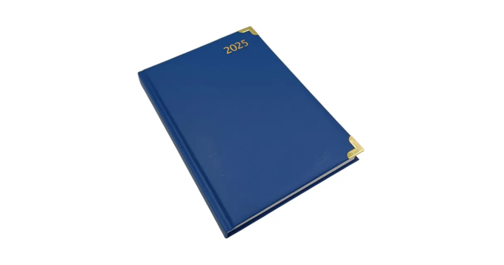 Diary 2025 A5 Page-A-Day Blue & Gold Marble Des 5 (432905)