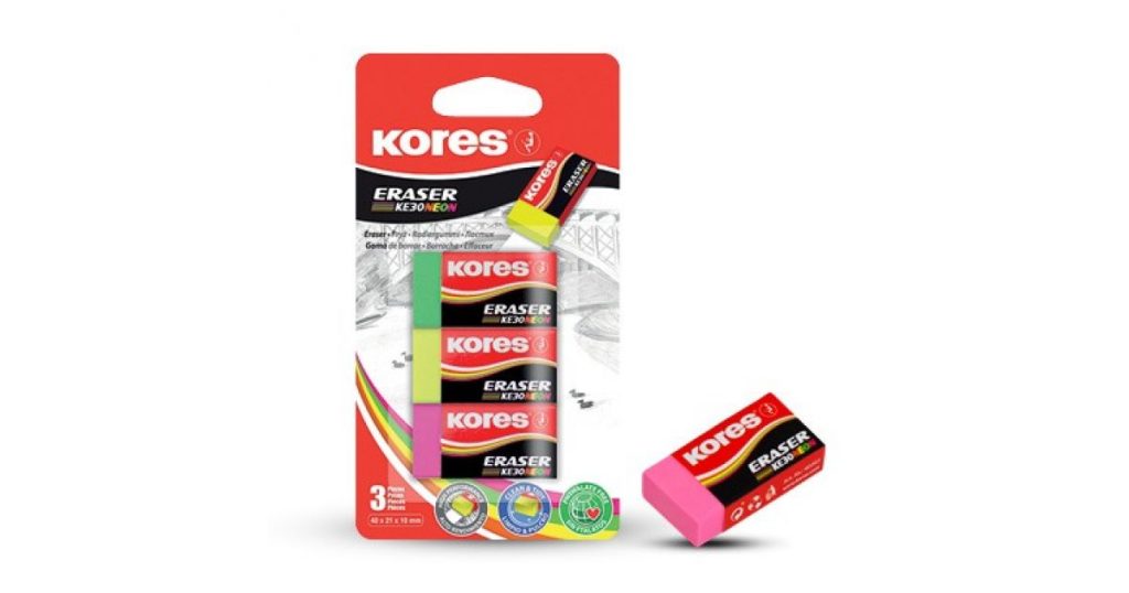 Kores ERASER Medium Neon Pk3 (40313)*104633*