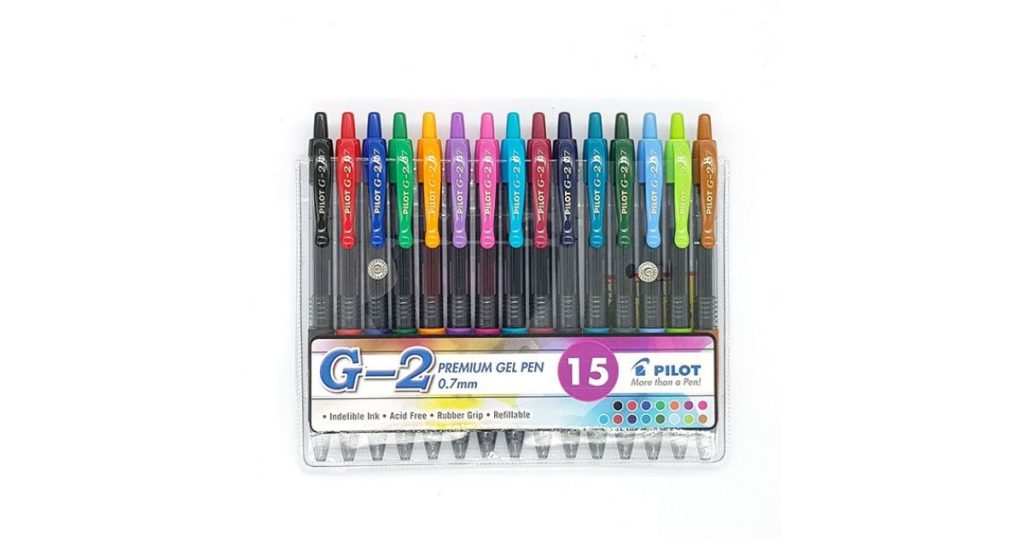 Pilot G-2 Pen Fine Retractable Set of 15 0.7mm